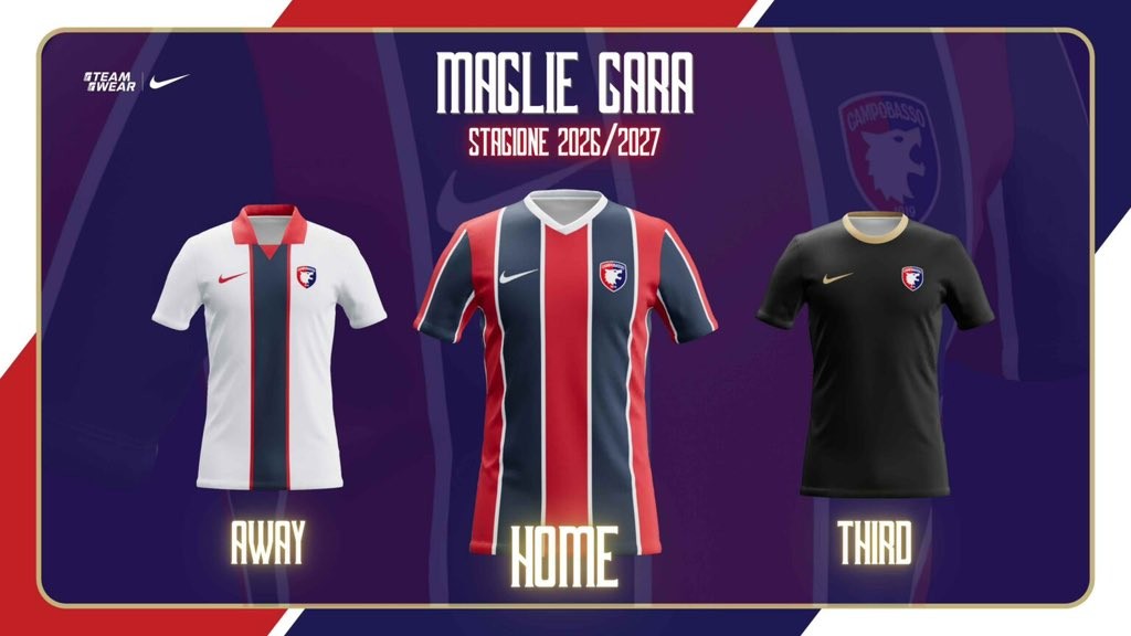 Campobasso 26-27 Home, Away & Third Kits Revealed