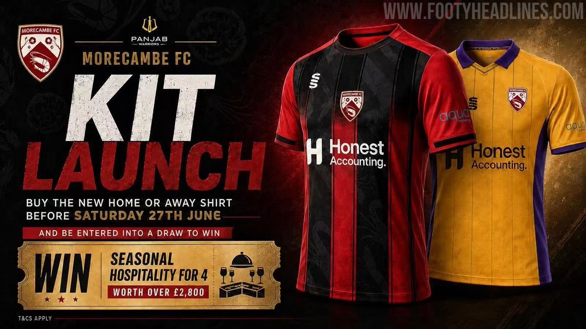 Morecambe 26-27 Home & Away Kits Released